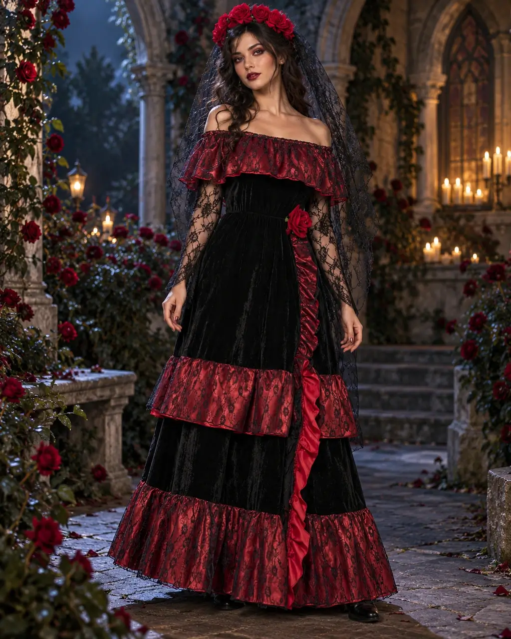 Gothic Bride complete costume and styling details