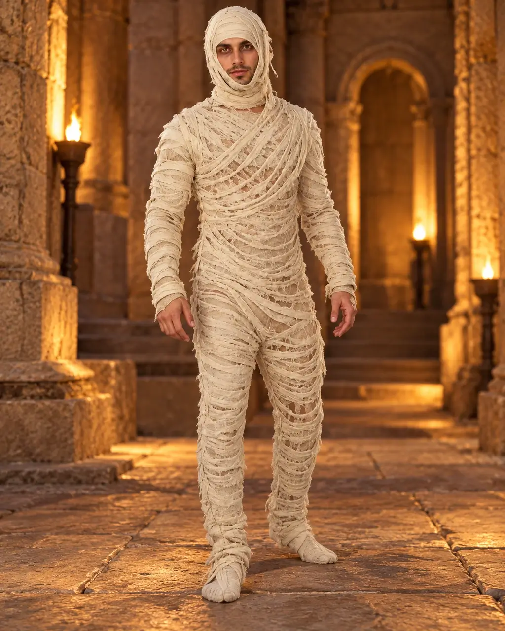 Wrapped Mummy complete costume and styling details