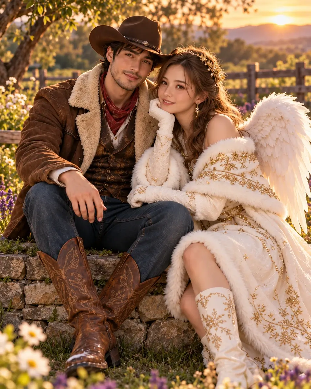 Cowboy & Angel Duo complete costume and styling details