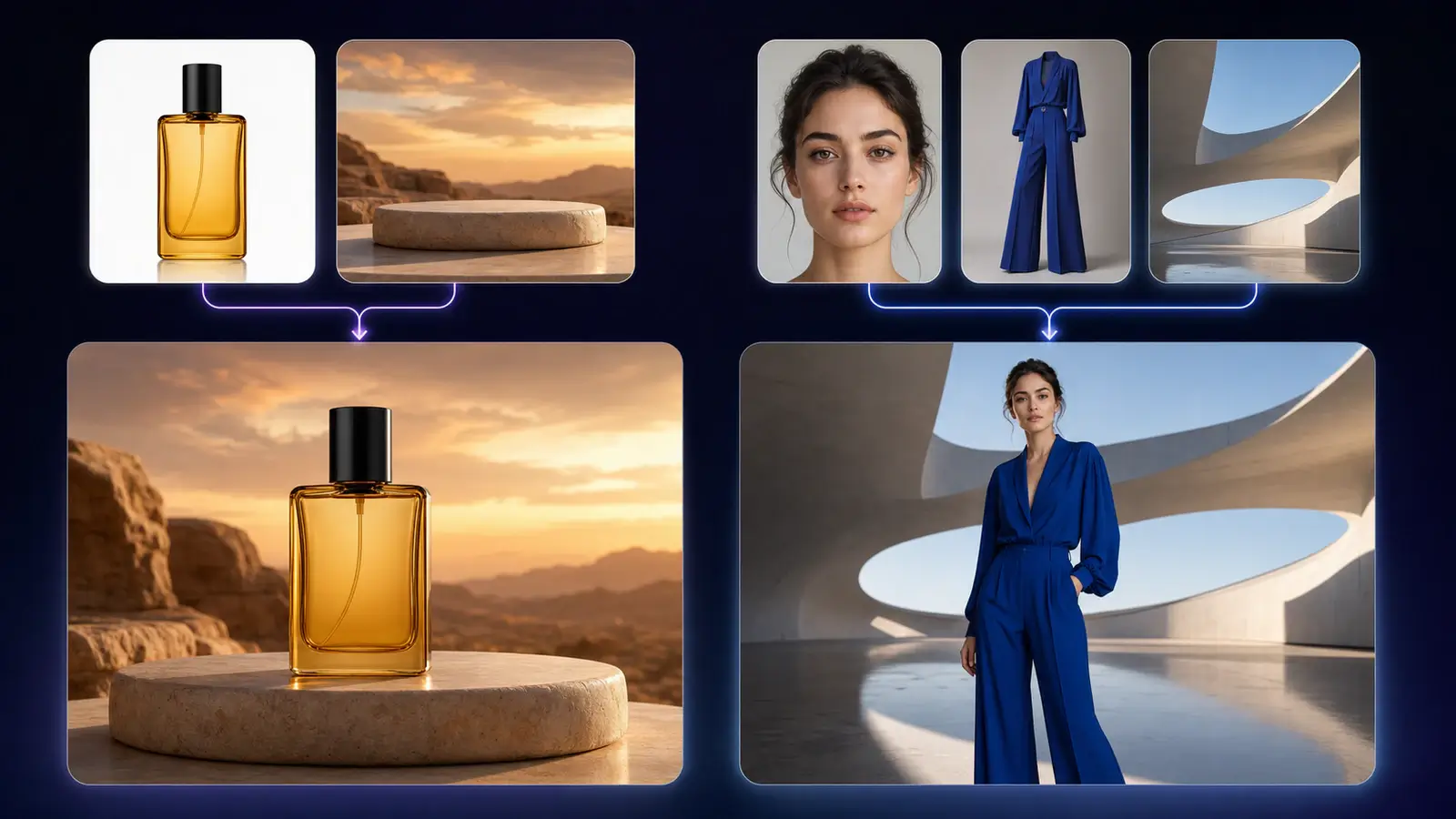 AI product and character mockup creation from multiple references