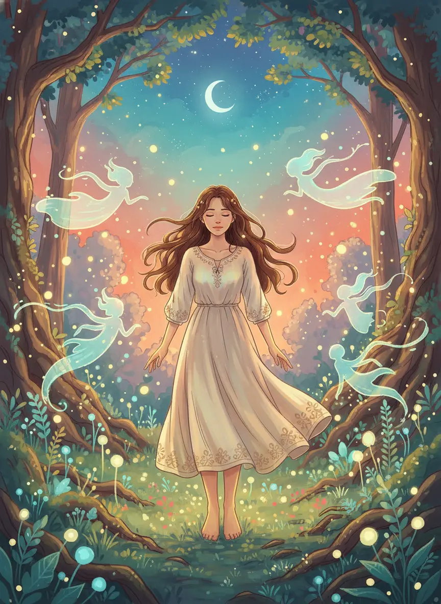 AI transformed enchanted forest illustration