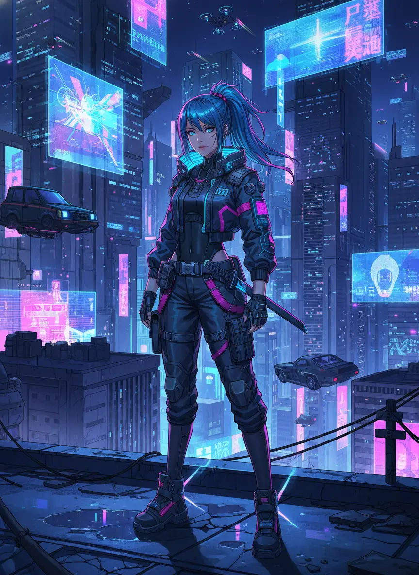AI transformed cyberpunk anime character