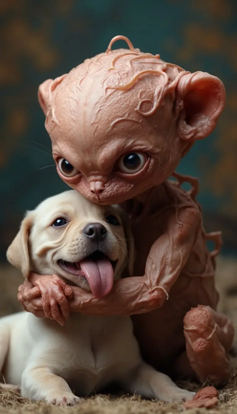 AI generated fantasy creature with puppy