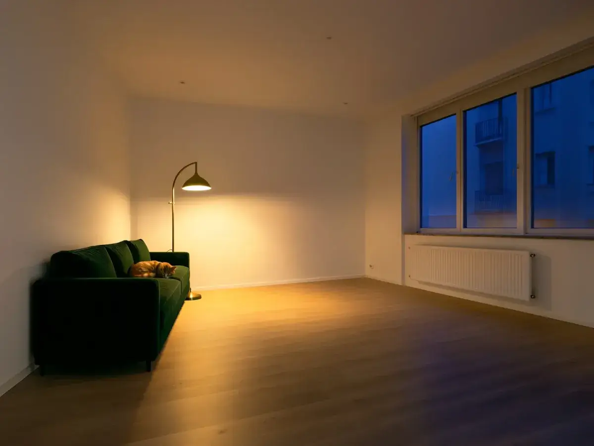 A furnished room in evening light