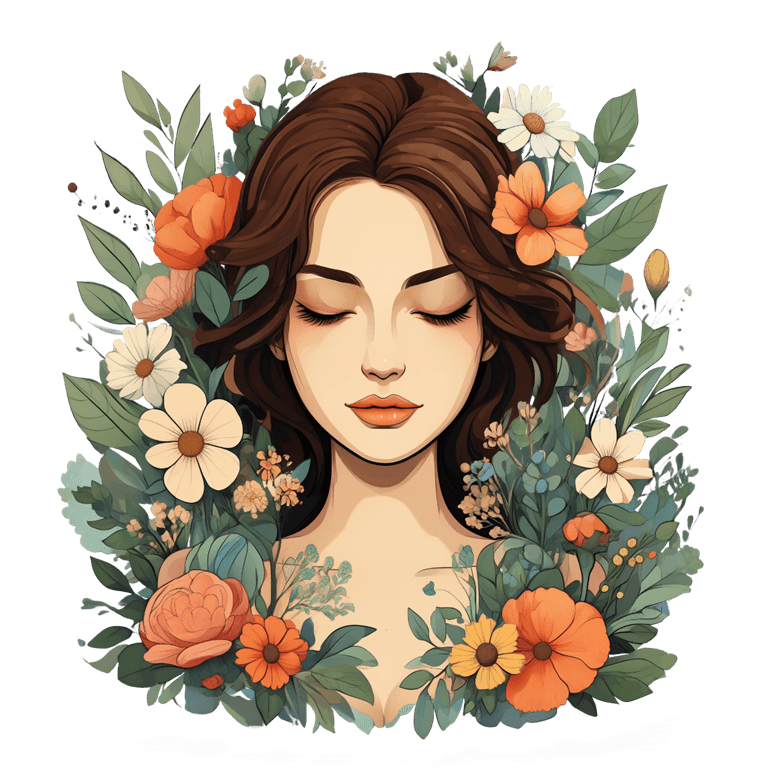 Qwen Image 2.1 透明背景花卉人像插画