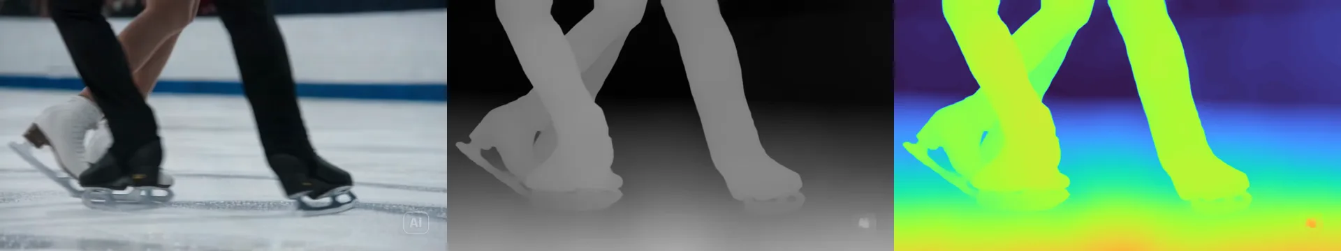 A grayscale depth map video generated from a real clip