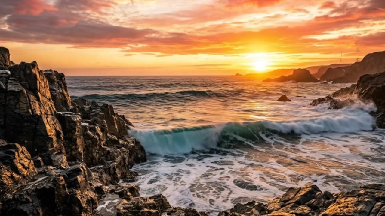 Image to video AI free example - ocean wave animation